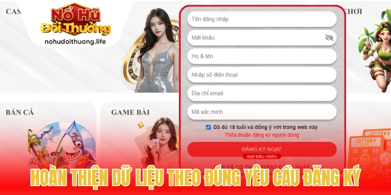 Hoàn thiện dữ liệu theo đúng yêu cầu đăng ký